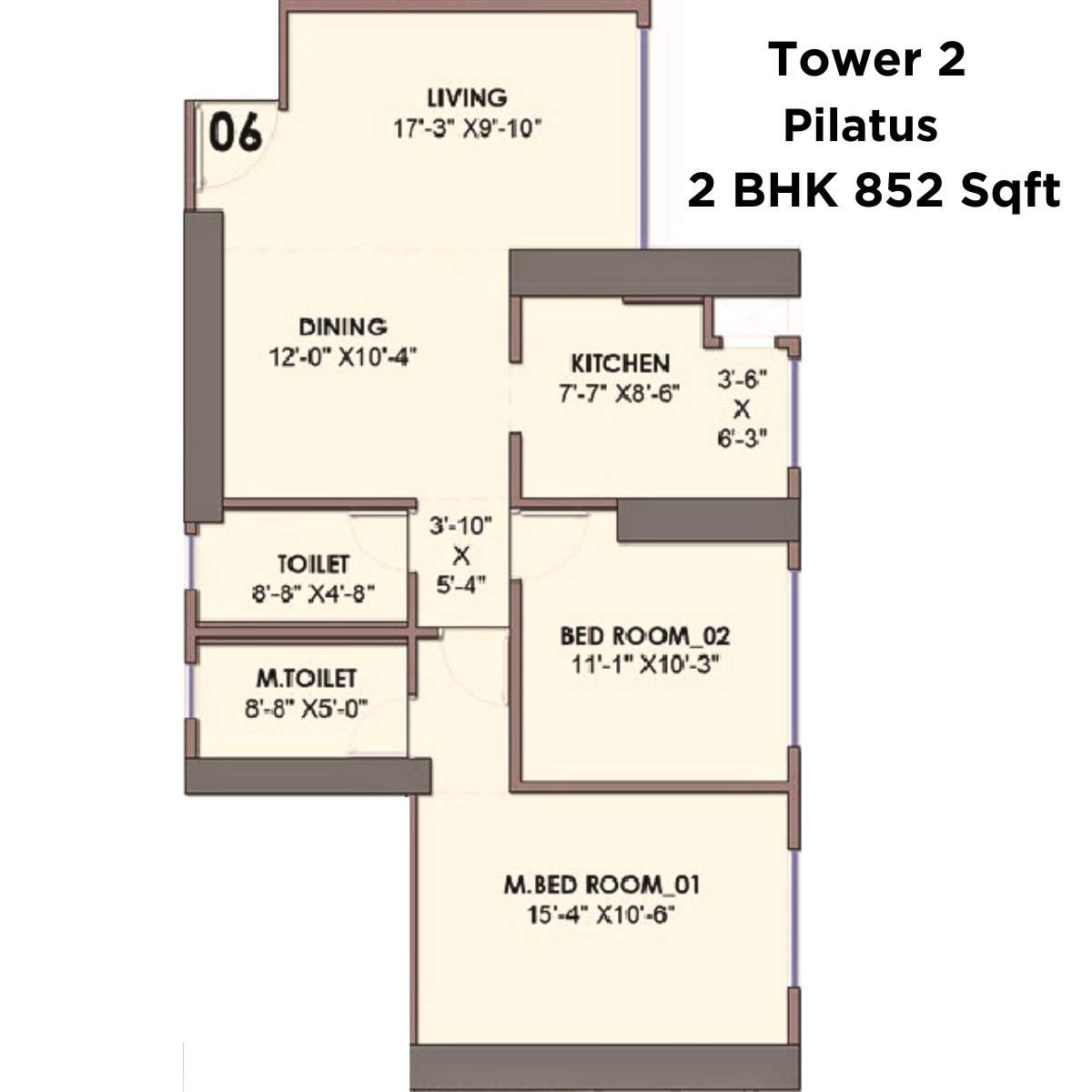 Monte-South-Floor-Plan-Tower-2-Pilatus-2-BHK-852-Sqft