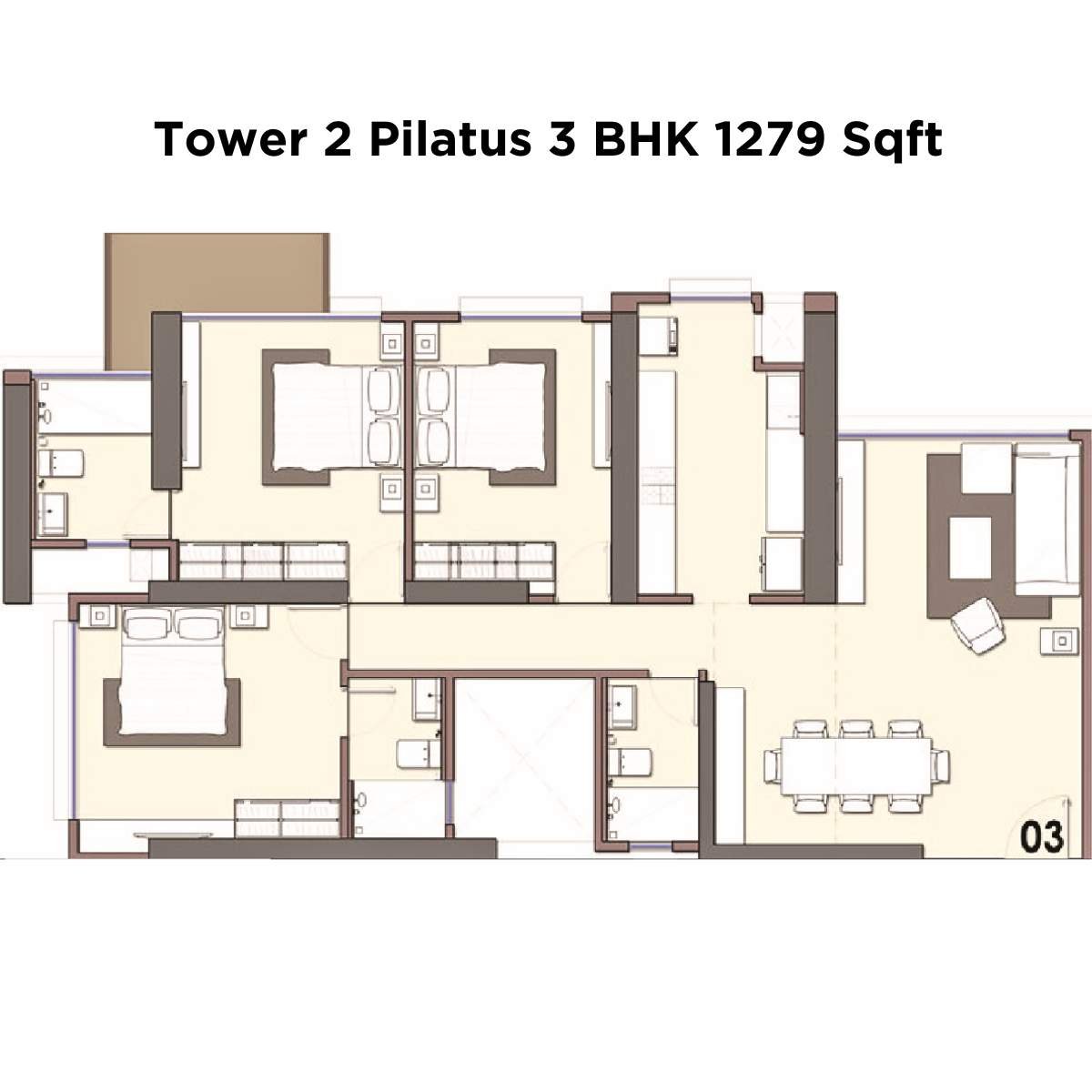 Monte-South-Floor-Plan-Tower-2-Pilatus-3-BHK-1279-Sqft