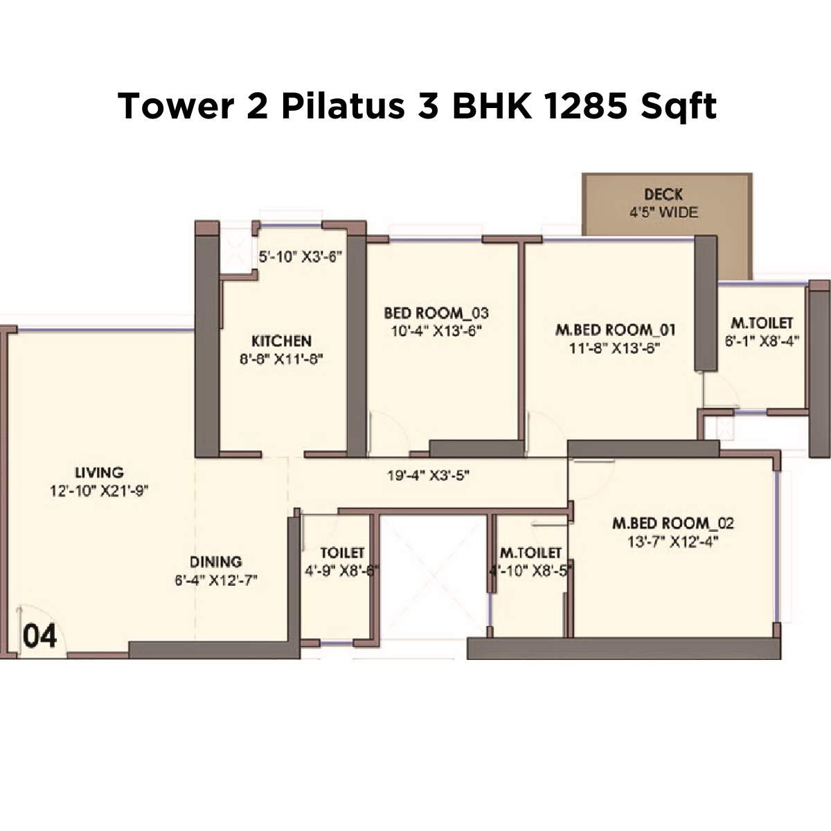 Monte-South-Floor-Plan-Tower-2-Pilatus-3-BHK-1285-Sqft